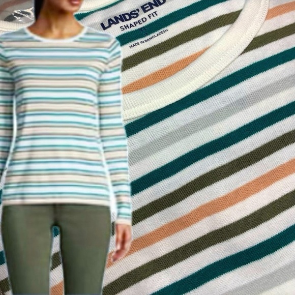 LANDSEND Women's Long Sleeve 100% Cotton Crewneck T-shirt - Picture 1 of 3